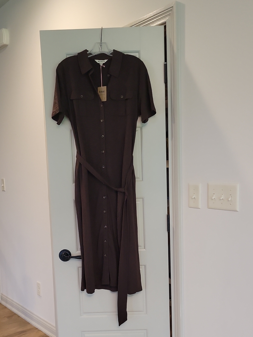 NWT Boden MAVIS Midi Shirt Dress 10 PETITE Bitter Chocolate - Picture 9 of 12